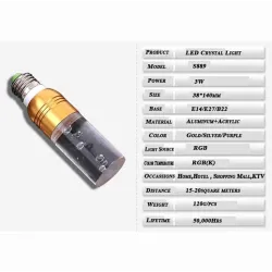 Acrylic crystal LED bulb - RGB - E27 - E14 - AC85 - 265VE14