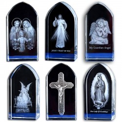 3D laser engraved cube - Jesus - angel - virgin Mary - crystal statue