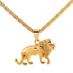 Fashionable necklace with lion - goldNecklaces