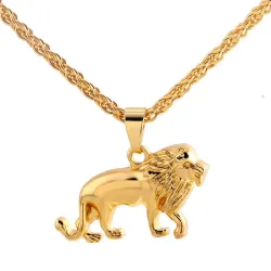 Fashionable necklace with lion - goldNecklaces