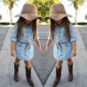 Buttoned up long sleeve shirt - mini denim dress for girlsKids