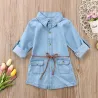 Buttoned up long sleeve shirt - mini denim dress for girlsKids