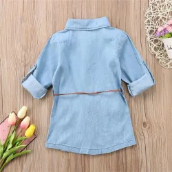 Buttoned up long sleeve shirt - mini denim dress for girlsKids