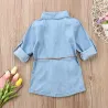 Buttoned up long sleeve shirt - mini denim dress for girlsKids