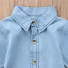 Buttoned up long sleeve shirt - mini denim dress for girlsKids