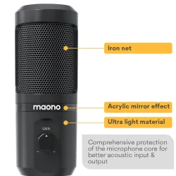 AU-PM461TR - USB microphone condenser - recording - online teaching - meetings - live streaming - gaming - with tripod standM...