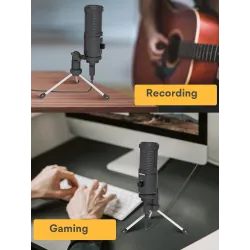 AU-PM461TR - USB microphone condenser - recording - online teaching - meetings - live streaming - gaming - with tripod standM...