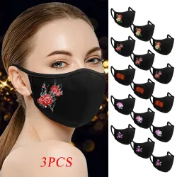 Face / mouth protective mask - reusable - cotton - flower print - 3 piecesMouth masks