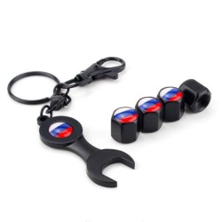 Russian flag logo - car valve caps with wrench & keychain - 4 piecesWheel parts
