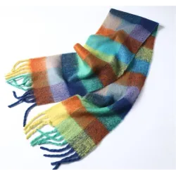 Colorful cashmere shawl with tassels - large - plaid / stripesScarves