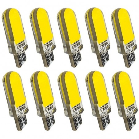 T10 - W5W - silicone case - COB LED bulbs - 10 piecesT10