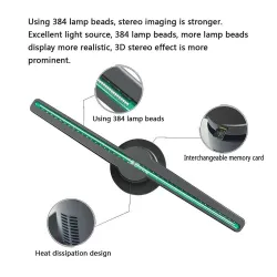 384 LED - 3D fan - 2 arms - hologram projector - advertising display - HiFi - remoteStage & events lighting