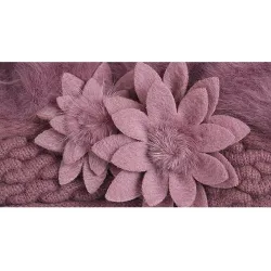 Knitted beret - a warm fur hat with decorative flowersHats & Caps