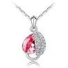 Leaf & crystal pendant - stainless steel necklaceNecklaces