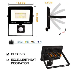 LED floodlight - outdoor reflector - with motion sensor - 20W - 30W - 50W - 100WFloodlights