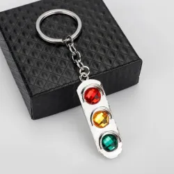 Crystal traffic lights - metal keychainKeyrings