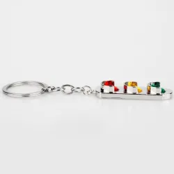 Crystal traffic lights - metal keychainKeyrings