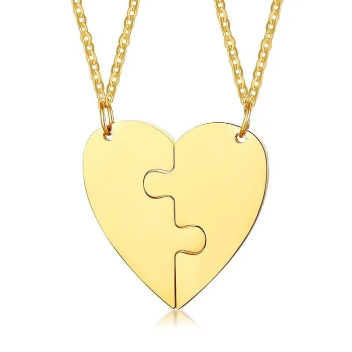 Heart pendant with necklace - custom made engraved name - 2 piecesNecklaces