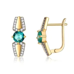 Gold small earrings with green zirconiaEarrings