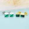 Luxurious square stud earrings - with turquoise - 925 sterling silverEarrings