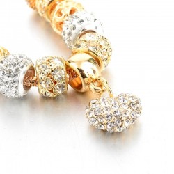 Elegant gold bracelet - with crystal beads & heartBracelets