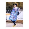 Blue cotton jacket - with fluffy hoodKids