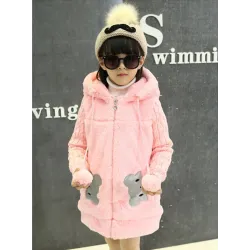 Warm fur coat - polar jacket - with hoodKids