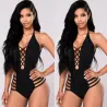 Sexy one piece swimsuit - backless - blackBeachwear