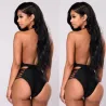 Sexy one piece swimsuit - backless - blackBeachwear