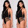 Sexy one piece swimsuit - backless - blackBeachwear