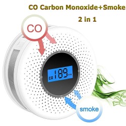 Smoke / carbon monoxide detector - with sound warning / numbers display - battery poweredHome security