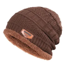 Knitted warm hat - with thick plush inside - unisexHats & Caps