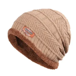 Knitted warm hat - with thick plush inside - unisexHats & Caps