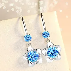Crystal flowers - hook earrings - 925 sterling silverEarrings