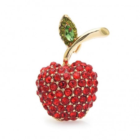 Red cherry with crystals - broochBrooches