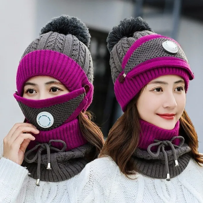 3 in 1 - knitted beanie / face mask / scarf - warm winter setMouth masks