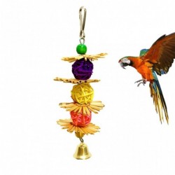 Hanging toy for birds - with natural straw flowersBirds