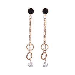 Rose gold long earrings - with crystal decorationEarrings