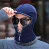 Winter knitted hat with a visor - face protection - balaclava with a zipperHats & Caps