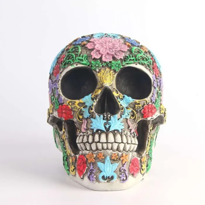 Skull statue - with floral carving - Halloween decorationHalloween & Party