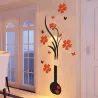 3D vase with flower tree - wall sticker - decal - removableWall stickers