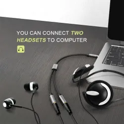 Headphone splitter - AUX cable - 3.5mm jack - male to 2 female - for PC / MP3Cables