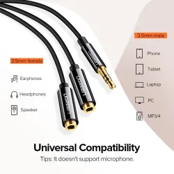 Headphone splitter - AUX cable - 3.5mm jack - 1 male to 2 female - ABS / aluminumSplitters