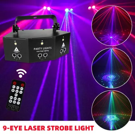 9-beams disco lamp - RGB - DMX - LED - light projector - laser - remote control - for disco / barsStage & events lighting