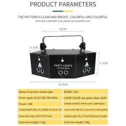 9-beams disco lamp - RGB - DMX - LED - light projector - laser - remote control - for disco / barsStage & events lighting