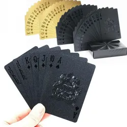 Poker playing cards - black / gold / US dollar pattern - waterproof - 54 piecesPuzzles & Games