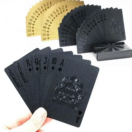 Poker playing cards - black / gold / US dollar pattern - waterproof - 54 piecesPuzzles & Games