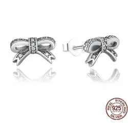 Crystal bowknot earrings - 925 sterling silverEarrings