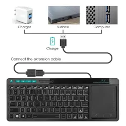 K18 Plus wireless keyboard - LED - multi-touch - English / Russian / Hebrew layoutKeyboards