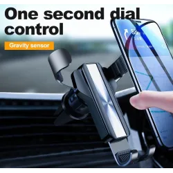 Gravity phone holder - for car air vent - 3 point support - with safety lockHolders